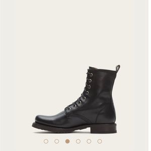 Frye Veronica Leather Black Combat Boots Size 8